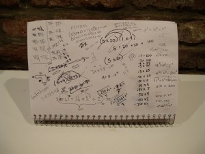 scratch paper of problems that equal 200 in different ways